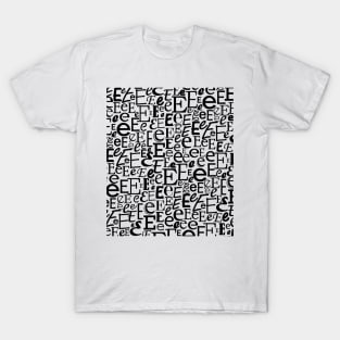 E - Typography (Black) T-Shirt